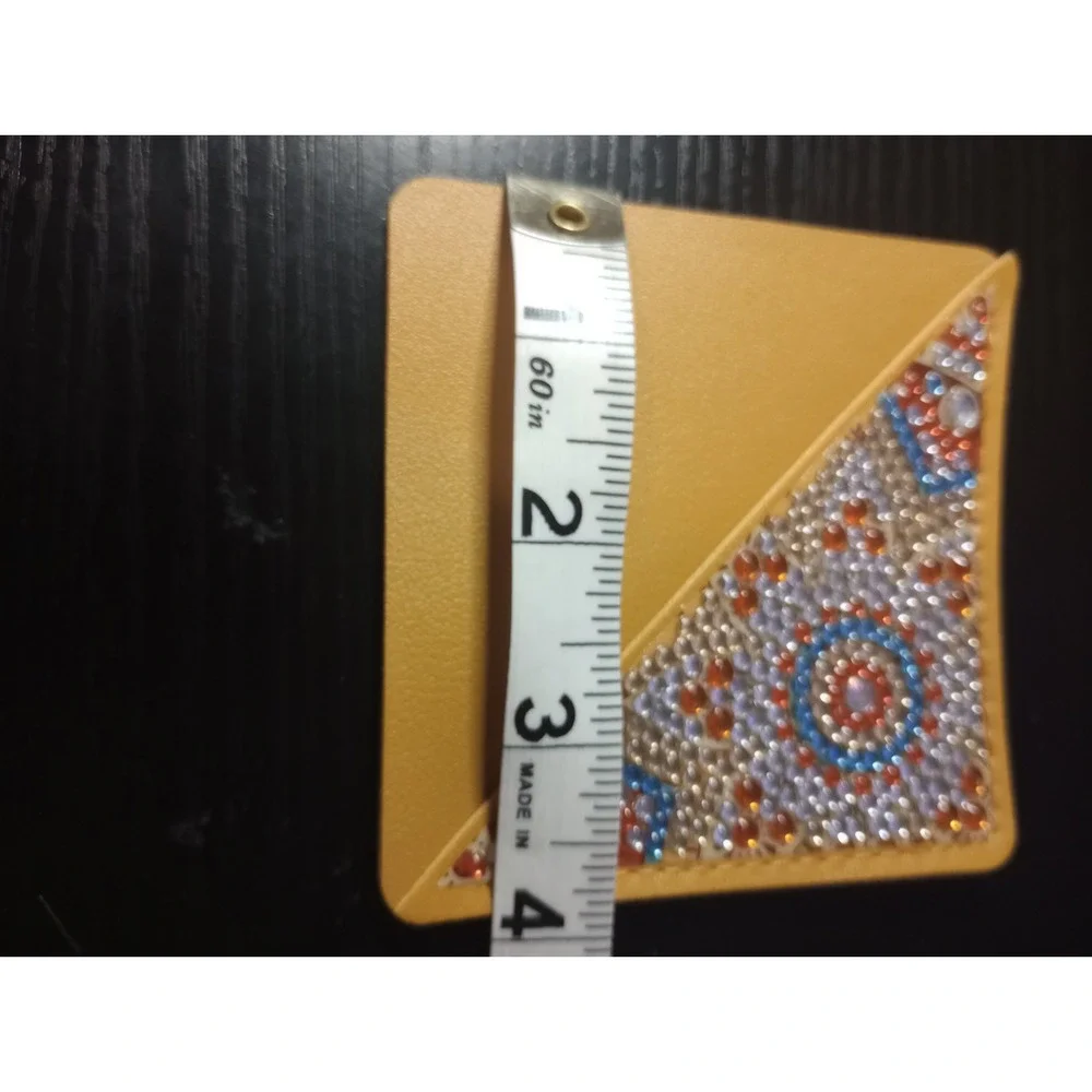 Handmade Diamond Painting Corner Bookmark Yellow Faux Leather Page Holder 3.75